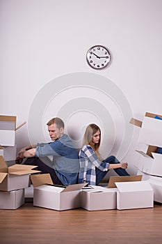 Couple tired of packing things