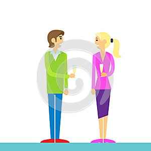 Couple toast hold champagne glasses vector