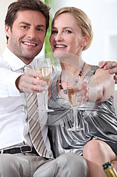 Couple toasting with champagne