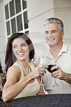 Couple toasting wine.