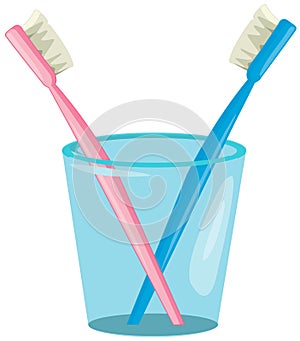 Couple toothbrush in cup