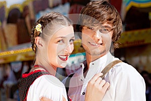 Couple in Tracht on Dult or Oktoberfest