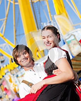 Couple in Tracht on Dult or Oktoberfest photo