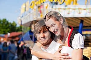 Couple in Tracht on Dult or Oktoberfest