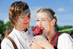 Couple in Tracht on Dult or Oktoberfest