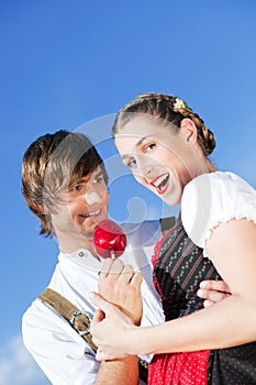 Couple in Tracht on Dult or Oktoberfest