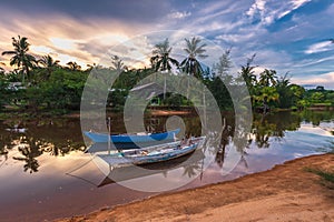 The Couple Traditional boat at bintan island Indonesia