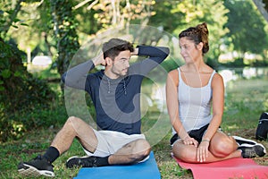 couple training outdoors in countryside