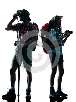 Couple trekker trekking nature Photographing