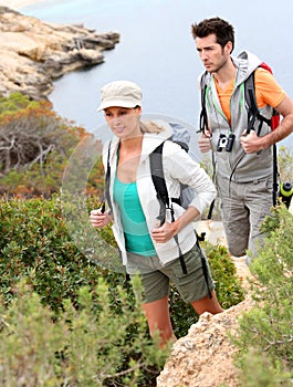 Couple of trekkers enjoying the trip photo