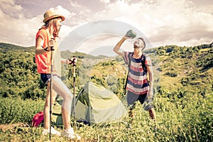 Couple on a trekking excursion