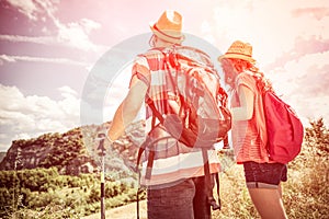 Couple on a trekking excursion