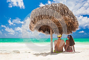 Couple on a tropical beach at Cayo Largo, Cuba