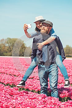 Couple in a tulip field