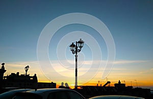 Couple under streetlamp