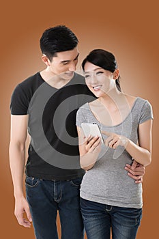 Couple using cellphone