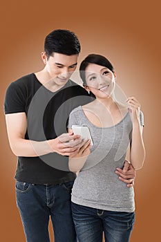 Couple using cellphone