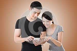 Couple using cellphone