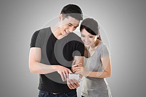 Couple using cellphone