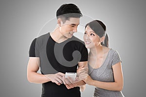 Couple using cellphone