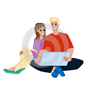 couple using computer vector