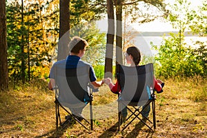 Couple on vacation in camping