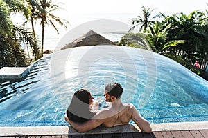 A couple on vacation at luxury resort