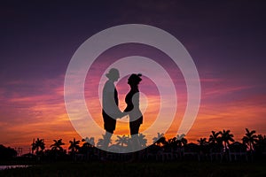 Couple at valentines day in the sunset hour