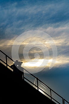 Couple at Viewpoint Silhouette Scene