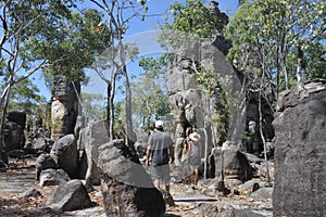 Couple visit in the lost city at Litchfield National Park Northern Territory Australia