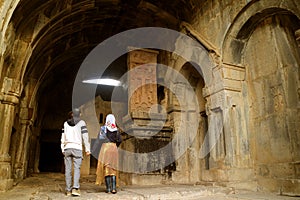 Couple Visiting the Medieval Haghpat Monastery, UNESCO World Heritage Site in Lori Province of Armenia