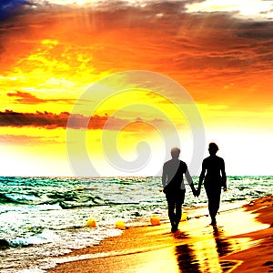 Couple Walk on the Beach