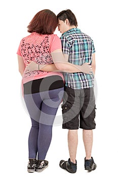 Couple walking away in estudio photo