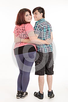 Couple walking away in estudio photo