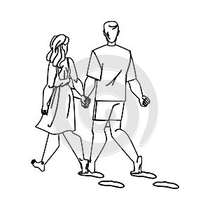 couple walking on beach vector