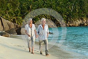 Couple walking on tropical beach