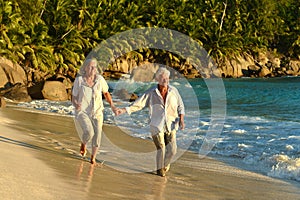 Couple walking on tropical beach