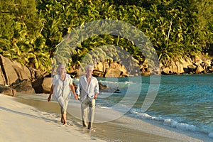 Couple walking on tropical beach