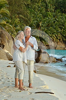 Couple walking on tropical beach