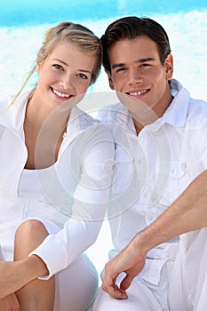 Couple wearing white
