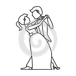 couple wedding dancing outline