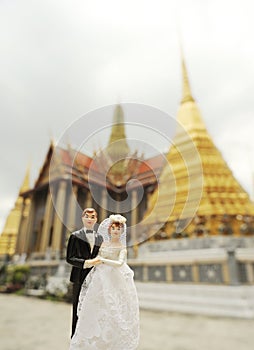 Couple wedding doll in thai temple