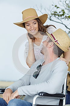 couple in wheelchair talking