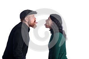 A couple who sticks their tongue photo