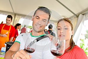 Couple at wine festival
