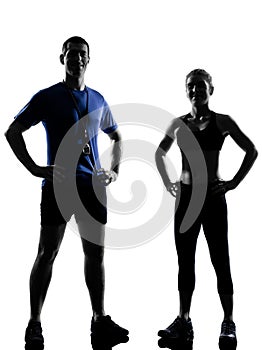 Couple woman man exercising workout