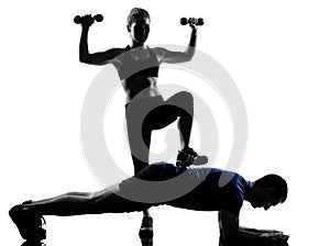 Couple woman man exercising workout