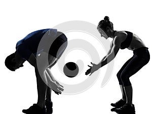 Couple woman man exercising workout