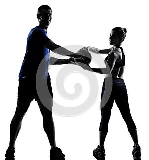 Couple woman man exercising workout