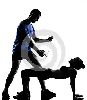 Couple woman man exercising workout